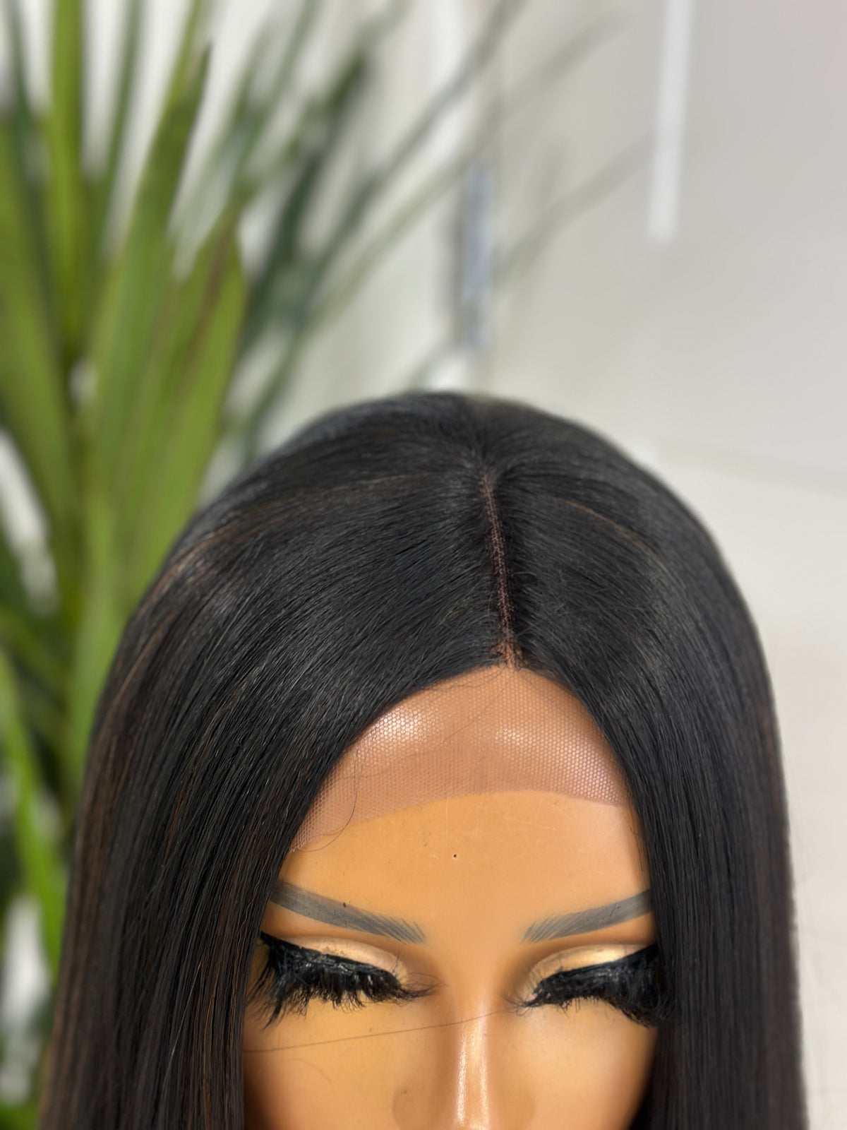Bob Wig with Silk Base | Natural Black with Blonde Highlights | 18–20”-EWD 41
