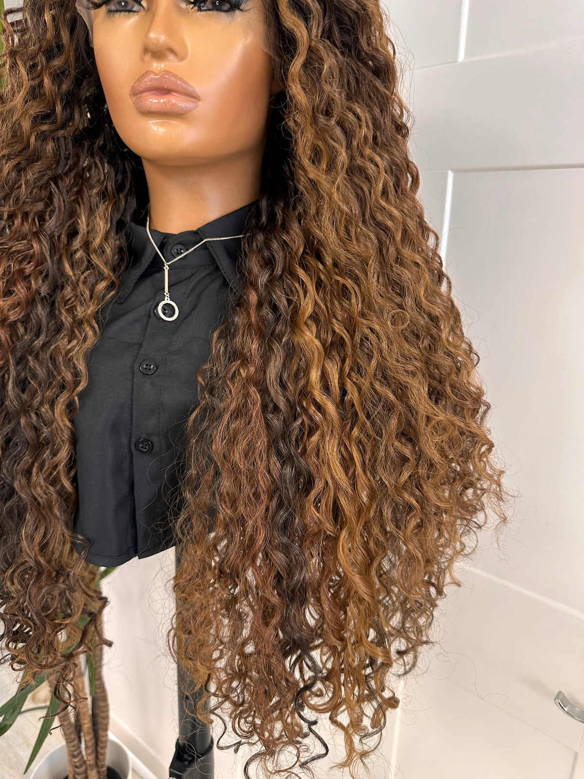 Mixed Brown/ Auburn Tones 13x6 Lace Front Wig | 28 Inch Synthetic Straight Wig - estellewigsandmore.co.uk