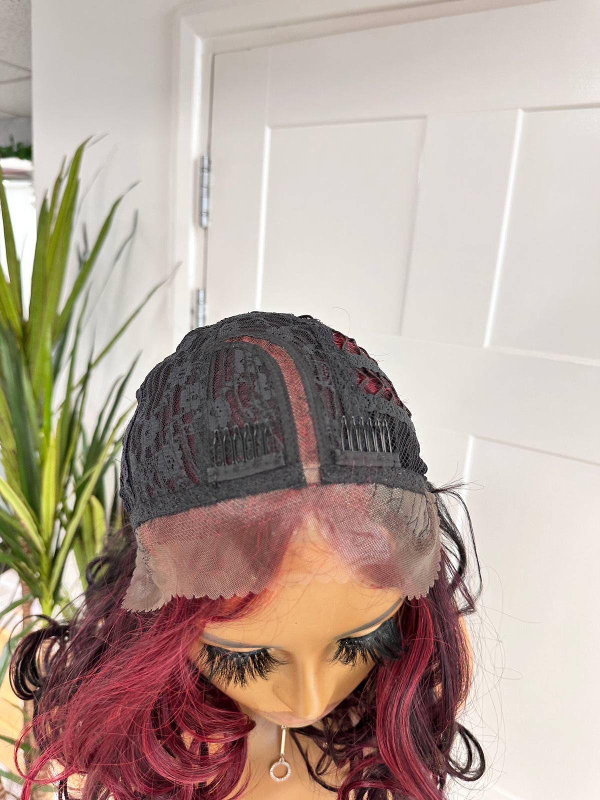 Wavy Ombré Dark Red Lace Front Wig- EWD 38