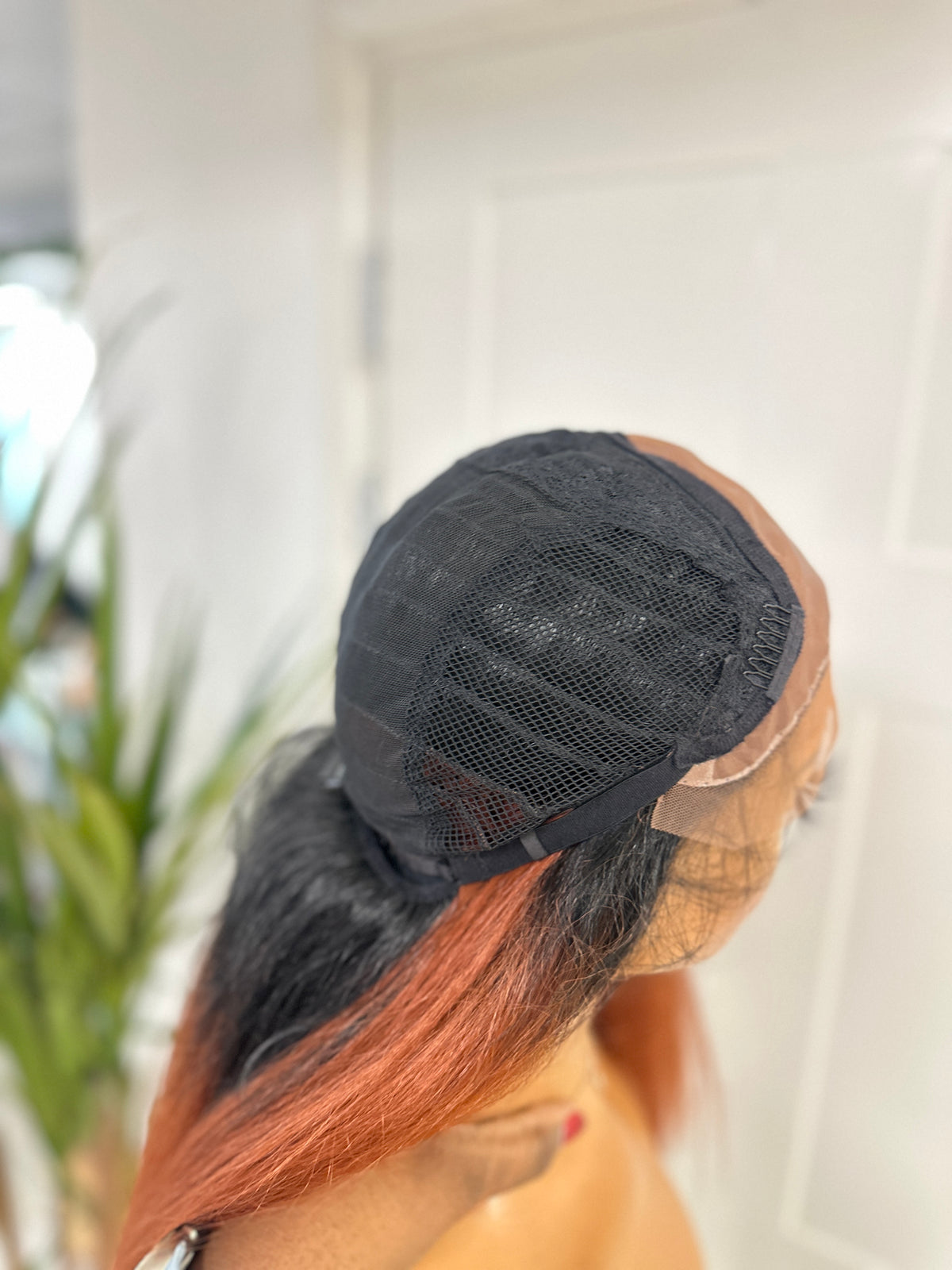 Long Rooted Black/ Copper Red Textured Synthetic Lace Front Wig- EWD 70 - estellewigsandmore.co.uk