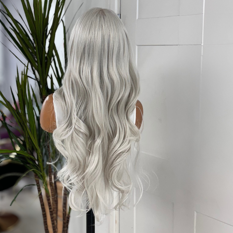Frosti - 24" Icy Platinum Blonde Synthetic Lace Front Wig | 13x6 Transparent Lace