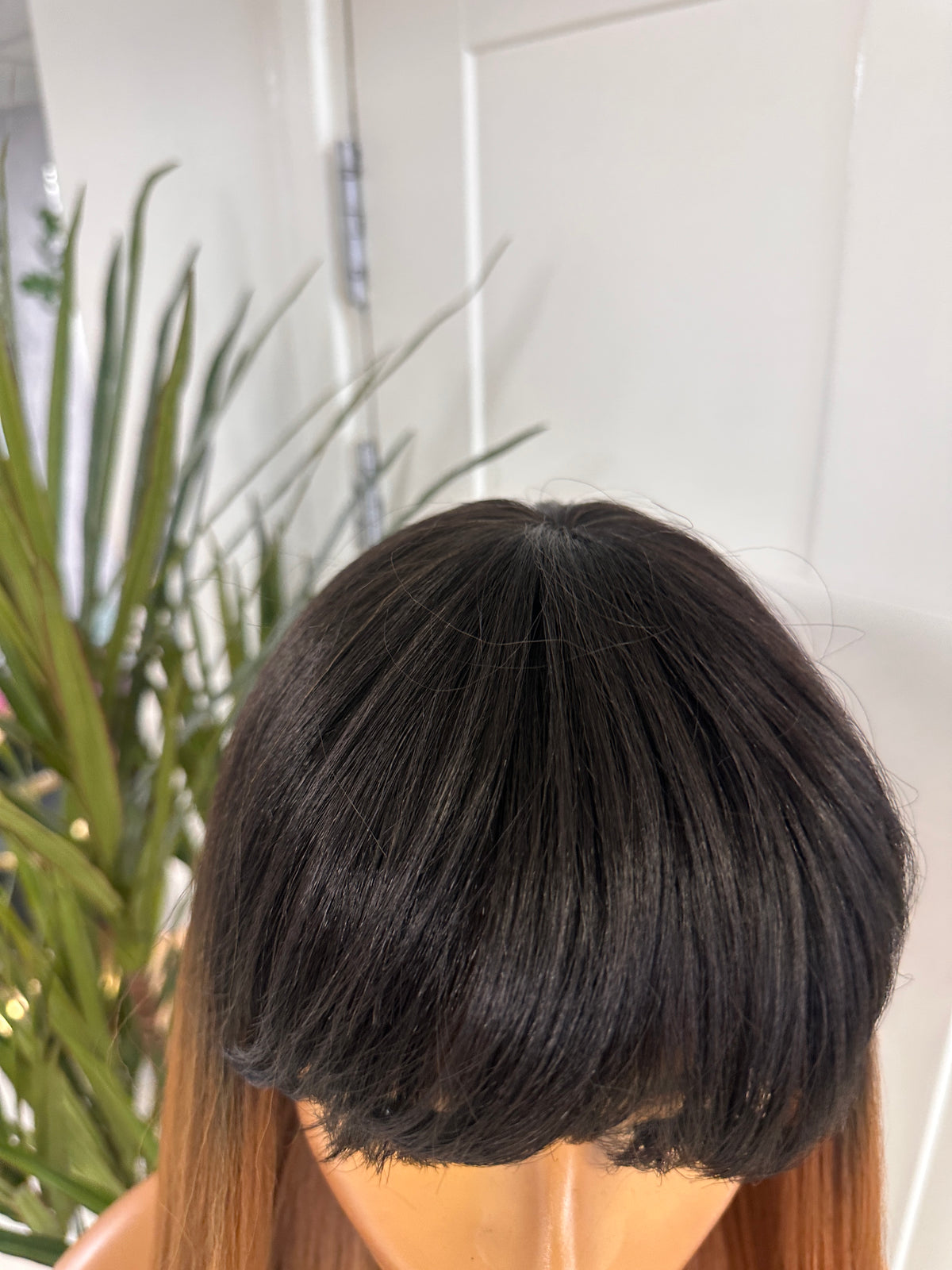 Black to Auburn  Ombre with Full Fringe | 26” Straight Wig-EWD/09 - estellewigsandmore.co.uk