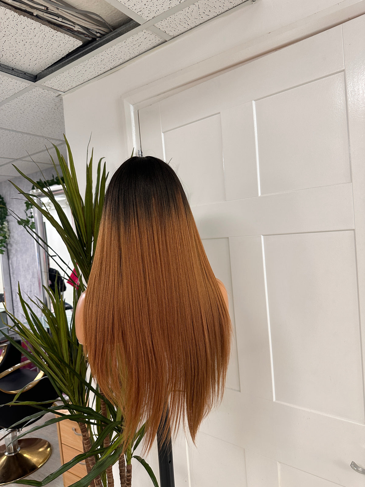 Black to Auburn  Ombre with Full Fringe | 26” Straight Wig-EWD/09 - estellewigsandmore.co.uk
