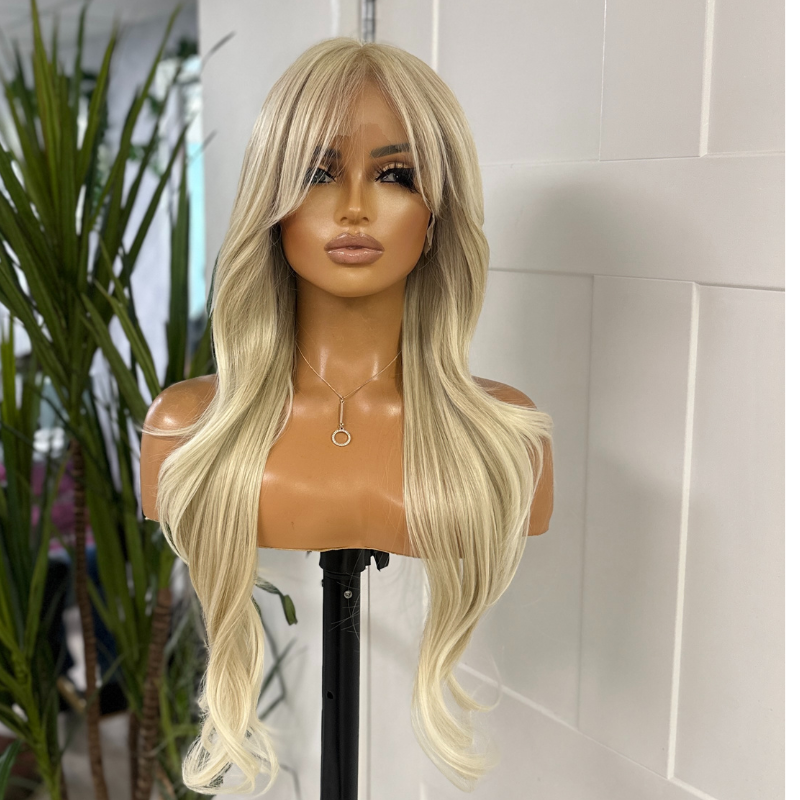 Long Light Golden Blonde Synthetic Lace Front Wig-Yazmine/28