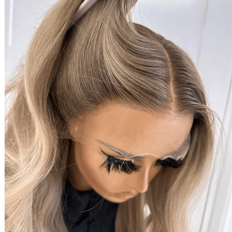 Rooted Dark Blonde to Light Blonde Ombré Human Hair Lace Frontal Wig -MIAH - estellewigsandmore.co.uk