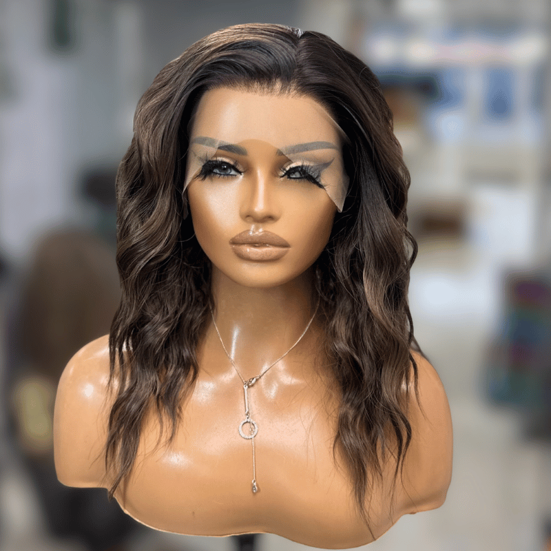 Short Ombre Brown Synthetic Lace Front Wig-Tonia