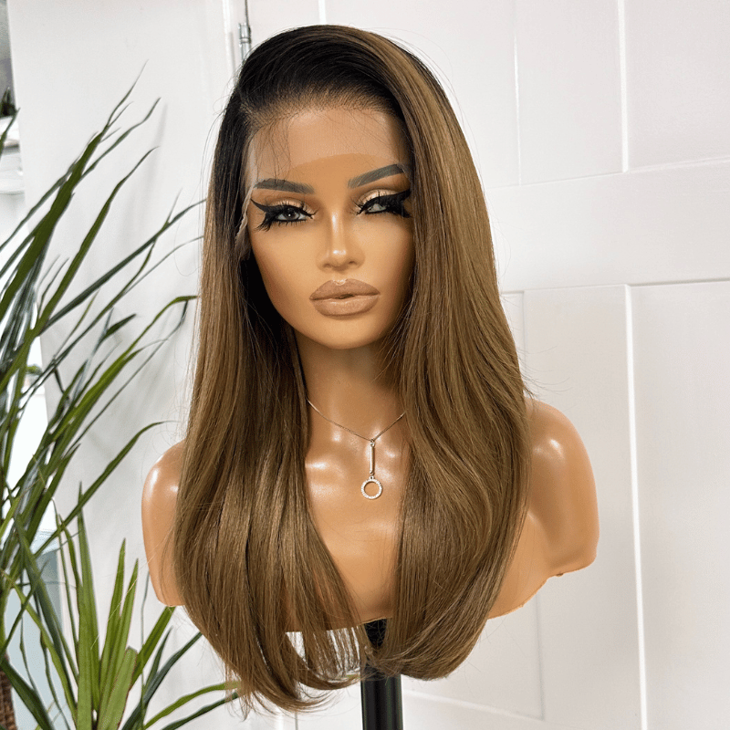 Straight Rooted Warm Chestnut| Heat Safe Synthetic Lace Front- Chantilly