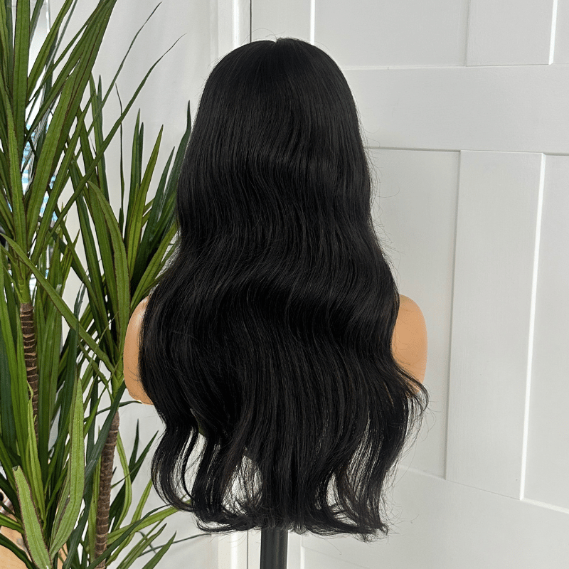 18'' Natural Black Face Framing Bangs| HD Lace Front Human Hair Wig-TONI - estellewigsandmore.co.uk Human Hair Lace Front Wig