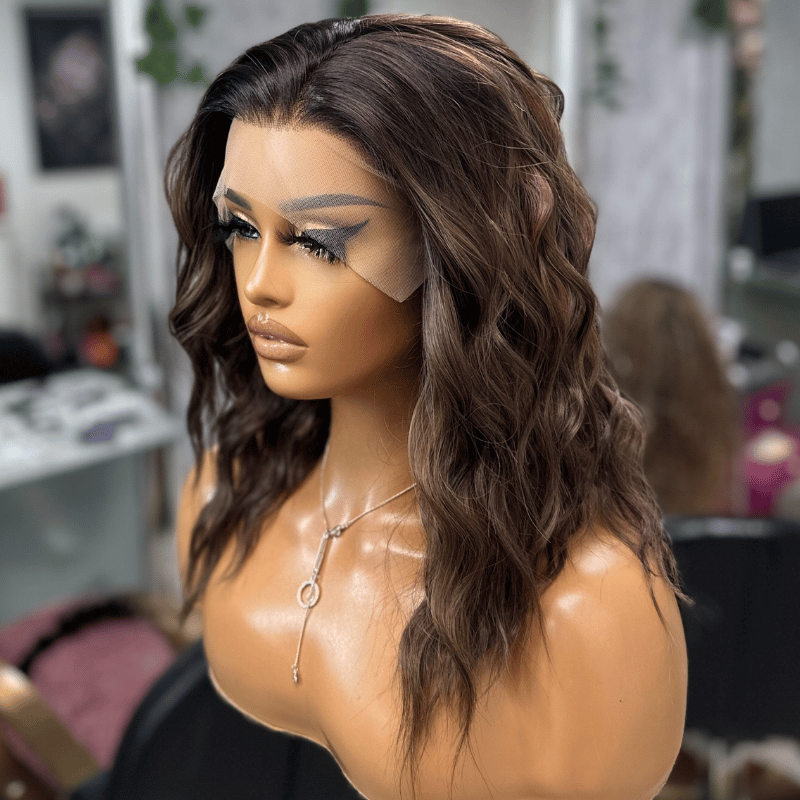 Short Ombre Brown Synthetic Lace Front Wig-Tonia