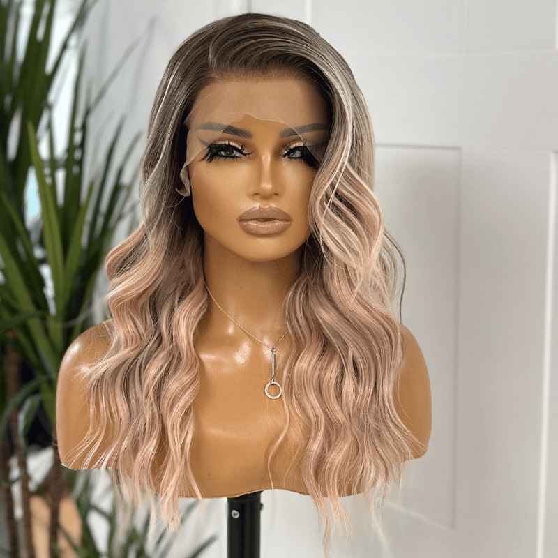 Rosé Drift Lace Front Wig | Loose Wave Dusty Rose Synthetic Wig - estellewigsandmore.co.uk