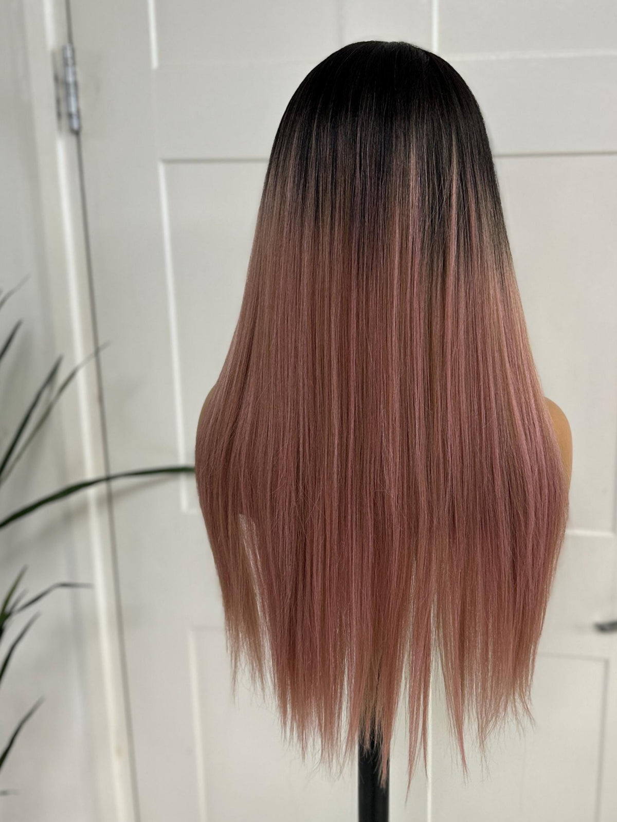 24 Inch Black to Pink Ombre Lace Front Wig | Heat Safe-Diaz - estellewigsandmore.co.uk WIG