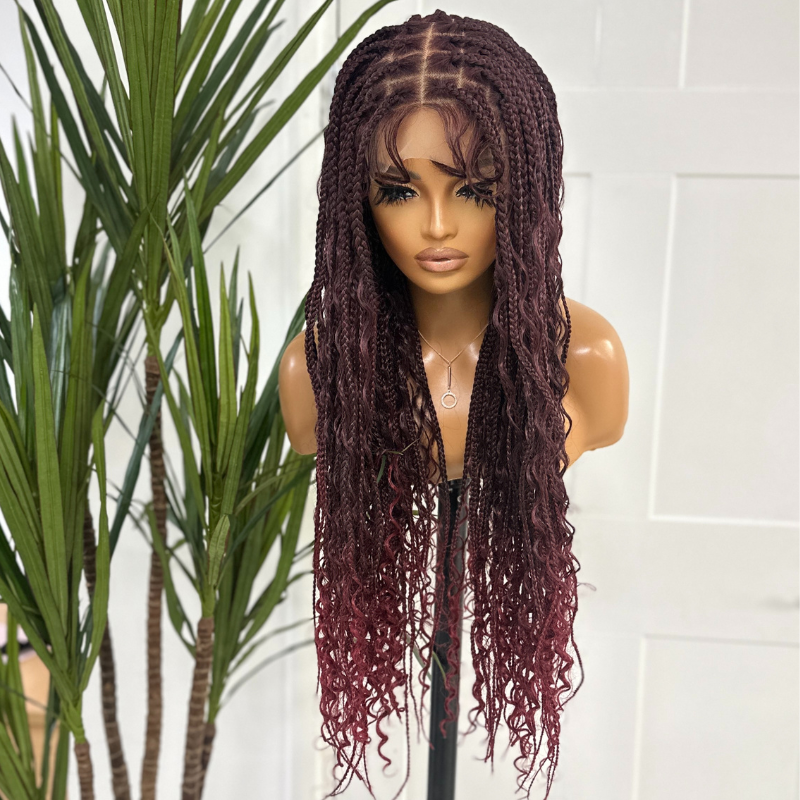 Light Blonde Mix Long Braided Boho Lace Front Wig -KAILANI - estellewigsandmore.co.uk