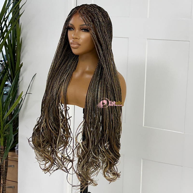 26 inches Mixed Blonde French Curl Braided Wig -ZAFORA - estellewigsandmore.co.uk braided wig