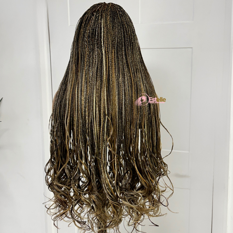 26 inches Mixed Blonde French Curl Braided Wig -ZAFORA - estellewigsandmore.co.uk braided wig
