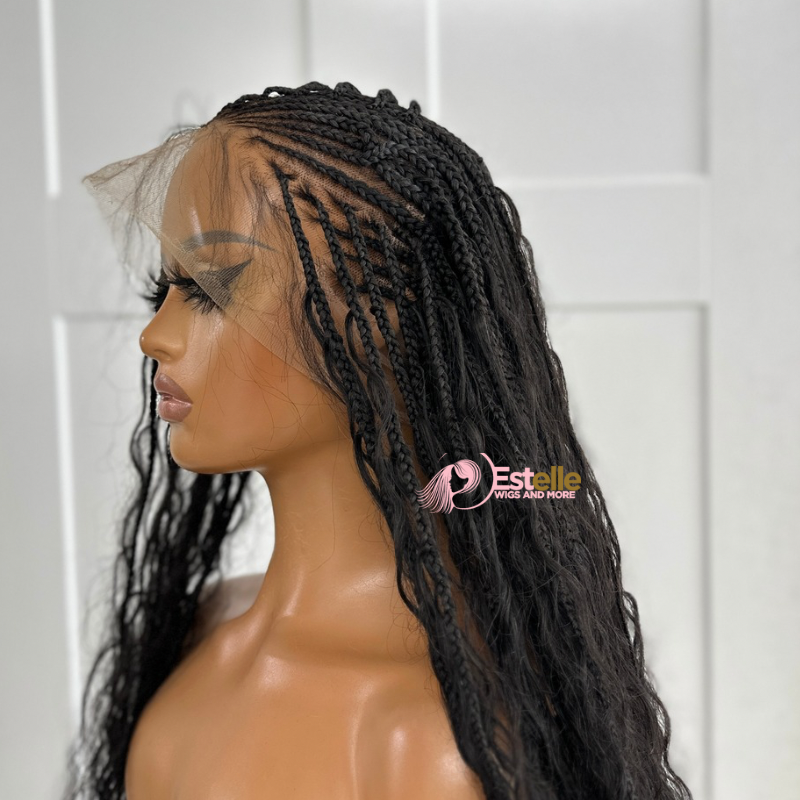 Black Fulani/ Goddess  Braids HD Human Hair Full Lace  Wig -TIWA - estellewigsandmore.co.uk