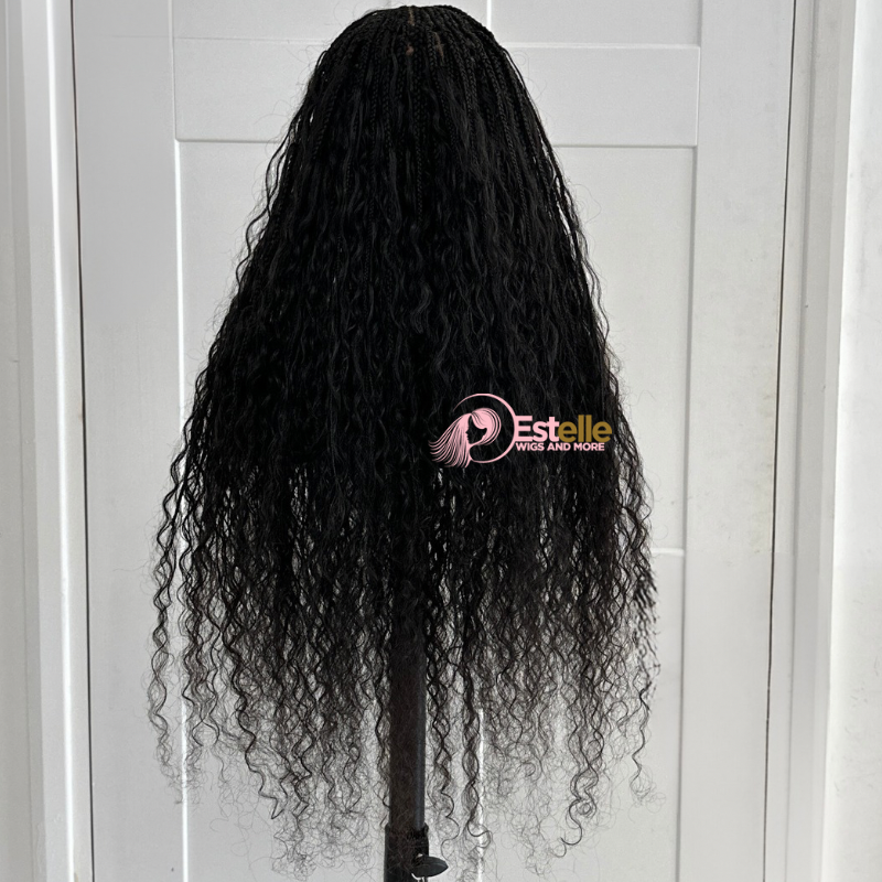 Black Fulani/ Goddess  Braids HD Human Hair Full Lace  Wig -TIWA - estellewigsandmore.co.uk