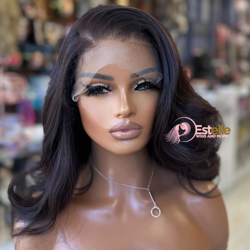 Chocolate Brown Layered Synthetic Lace Front Wig-SONIA - estellewigsandmore.co.uk Human Hair Blend