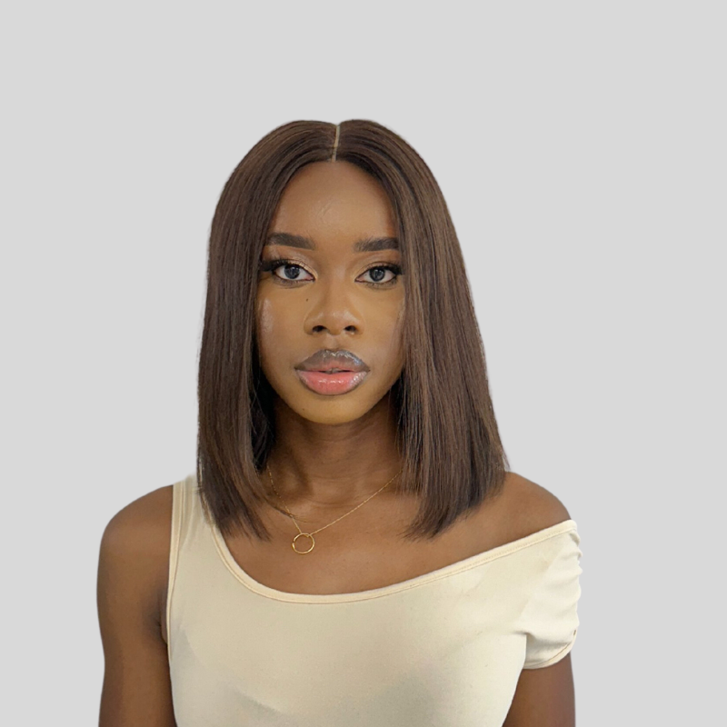 10 Inches Rich Brown 100% Raw  Human Hair  Lace  Closure Wig-SUGAR - estellewigsandmore.co.uk