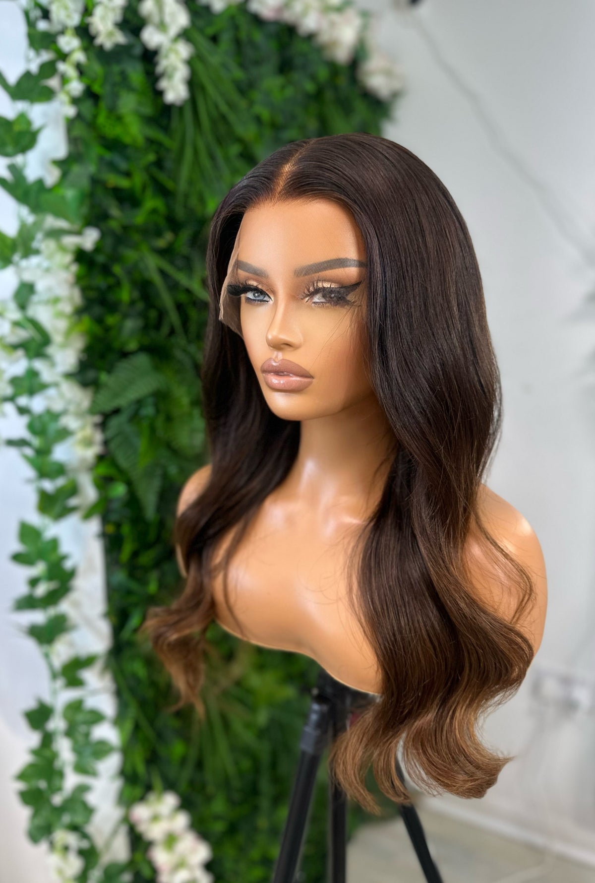 ASHA-18''Ombre Brunette Human Hair HD Lace Frontal Wig-Medium Cap - estellewigsandmore.co.uk human hair wig