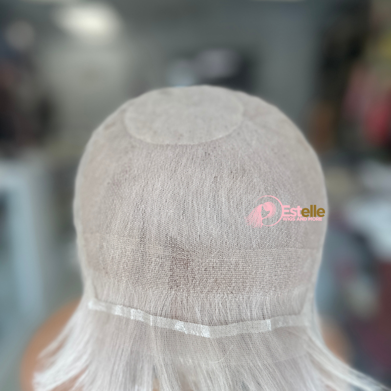 Short Lighest Ash Blonde Lace Human Hair Wig -OLIVIA - estellewigsandmore.co.uk Human Hair Wig