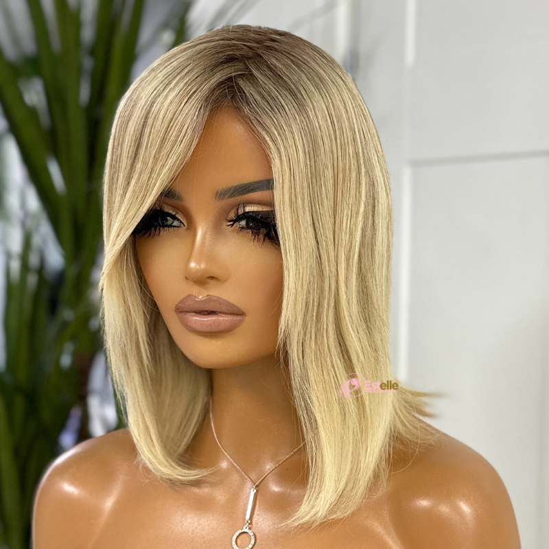 Short Rooted Blonde Full Lace Human Hair Wig-PEARL - estellewigsandmore.co.uk Human Hair Wig