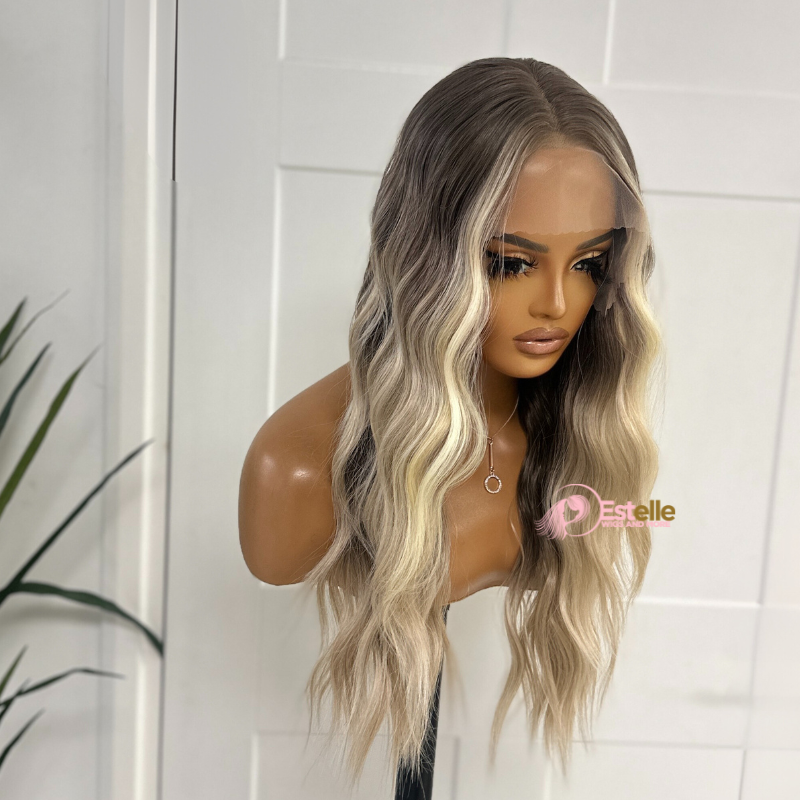 Ash/Light Blonde Ombre Synthetic Lace Front Wig-LUNA - estellewigsandmore.co.uk Synthetic Lace front wig