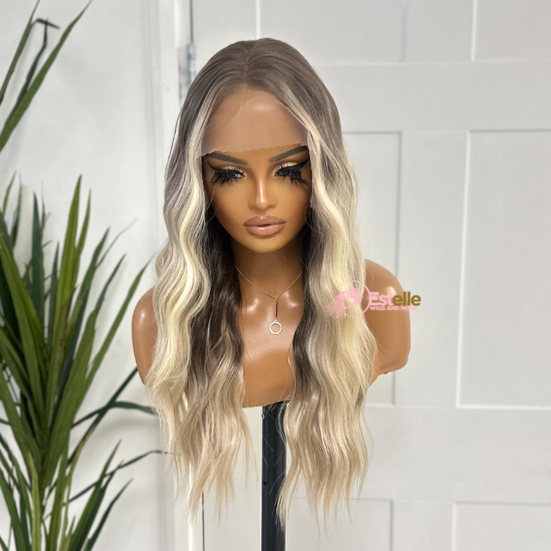 Ash/Light Blonde Ombre Synthetic Lace Front Wig-LUNA - estellewigsandmore.co.uk Synthetic Lace front wig