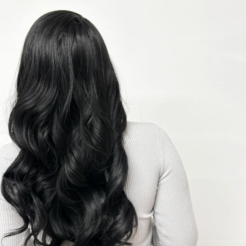 LOIS-Long Black Wavy Lace Frontal Synthetic Wig - estellewigsandmore.co.uk Synthetic Lace front wig