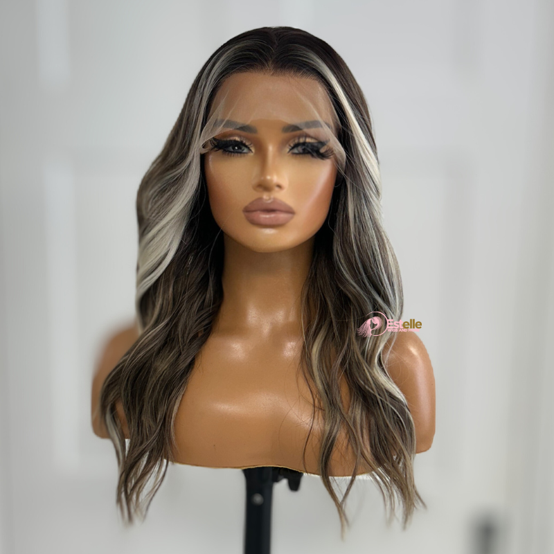 Long Brown Blonde Wavy Synthetic Lace Front Wig-DI/07 - estellewigsandmore.co.uk