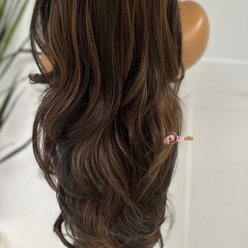 Long Mixed Black/Brown Synthetic Lace Front Wig-TILDA - estellewigsandmore.co.uk Synthetic Lace front wig