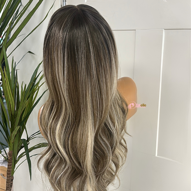 Long Rooted Ash Blonde Wavy Synthetic Lace Front Wig-JESSIE - estellewigsandmore.co.uk Synthetic Lace front wig