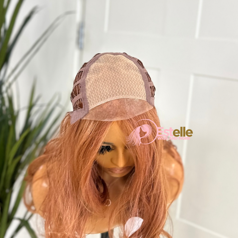 Redish Brown/ Pink Mix Monofilament Synthetic Lace Front Wig-LUCIA - estellewigsandmore.co.uk Synthetic Lace front wig
