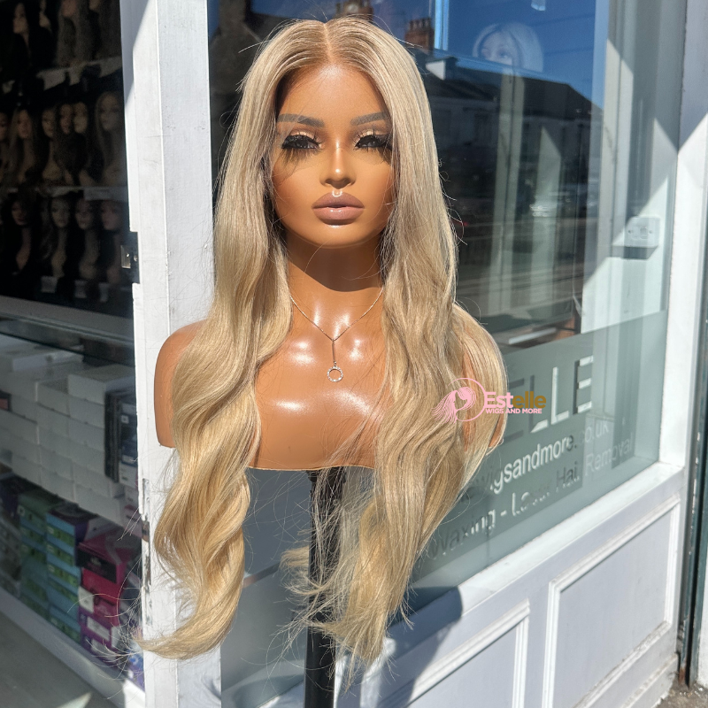 22 inches Golden Blonde Human Hair Lace Front Wig -TILLY - estellewigsandmore.co.uk Human Hair Lace Front Wig