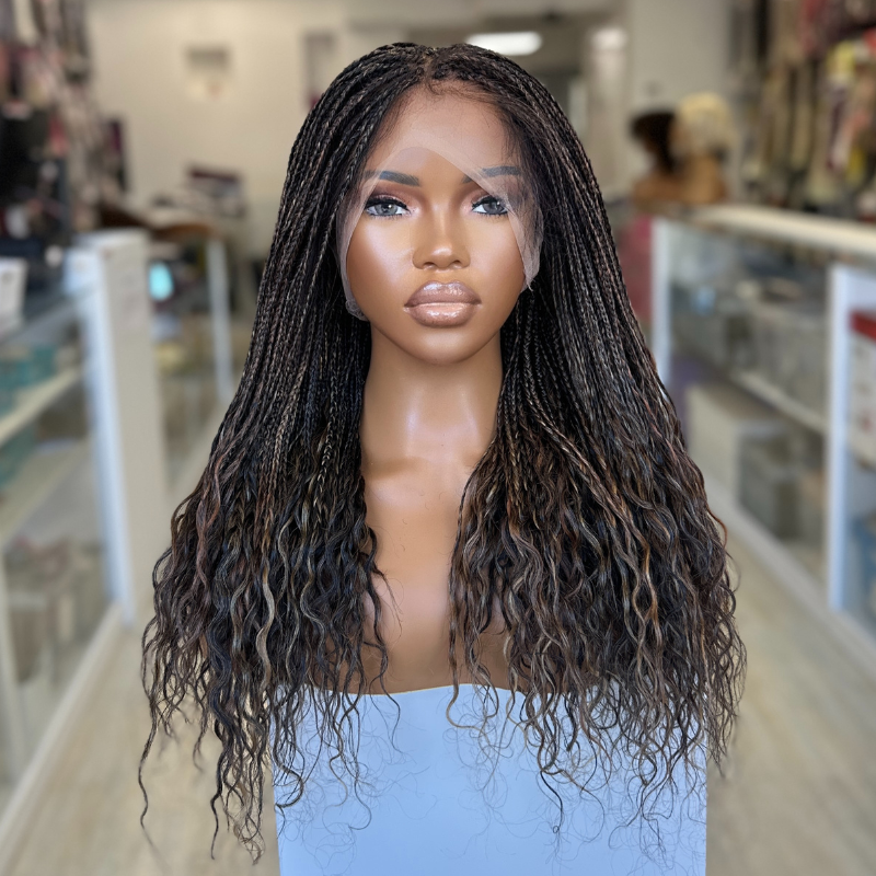 Malika -Lugo Braids Full Lace Mixed Mixed Black Human Hair Wig