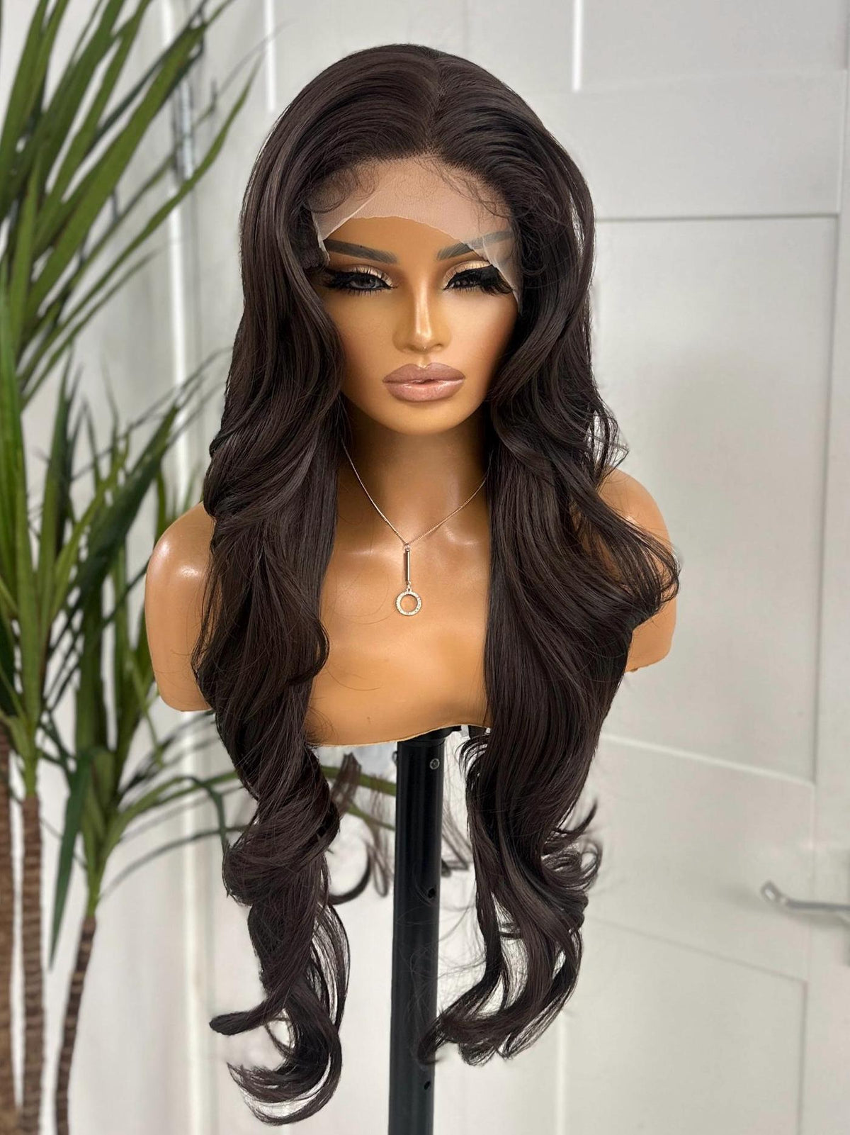 Brown Long Beautiful Layered Synthetic Lace Front Wig -Shana