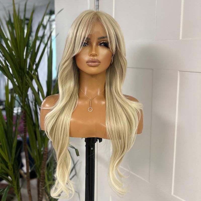 Yazmine/28-Long Light Golden Blonde Synthetic Lace Front Wig