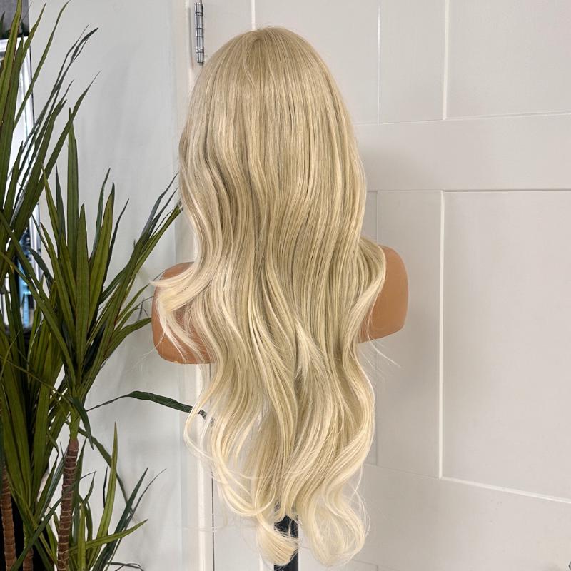 Yazmine/28-Long Light Golden Blonde Synthetic Lace Front Wig
