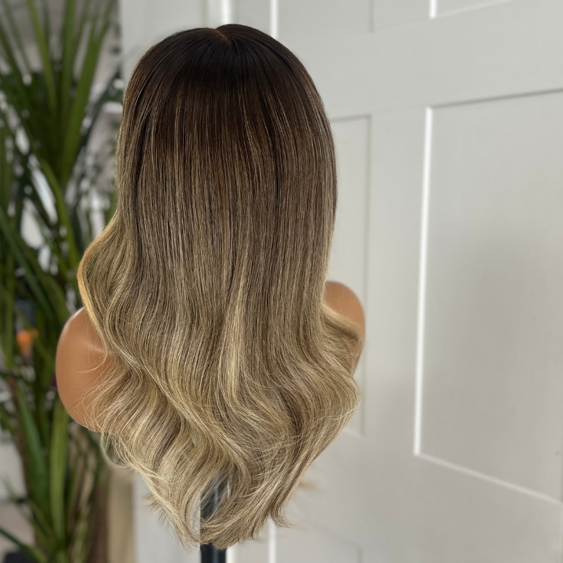16'' Rooted Brown/Blonde Human Hair HD Lace Frontal Wig-JULIA - estellewigsandmore.co.uk human hair wig