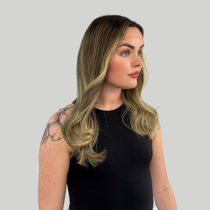 JULIA -18''Rooted Brown/Blonde  Human Hair HD Lace Frontal Wig