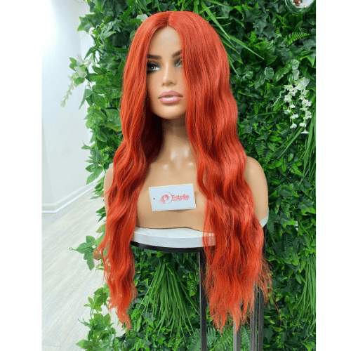 SIA-Red Long Wavy Synthetic T Lace Front Wig - estellewigsandmore.co.uk