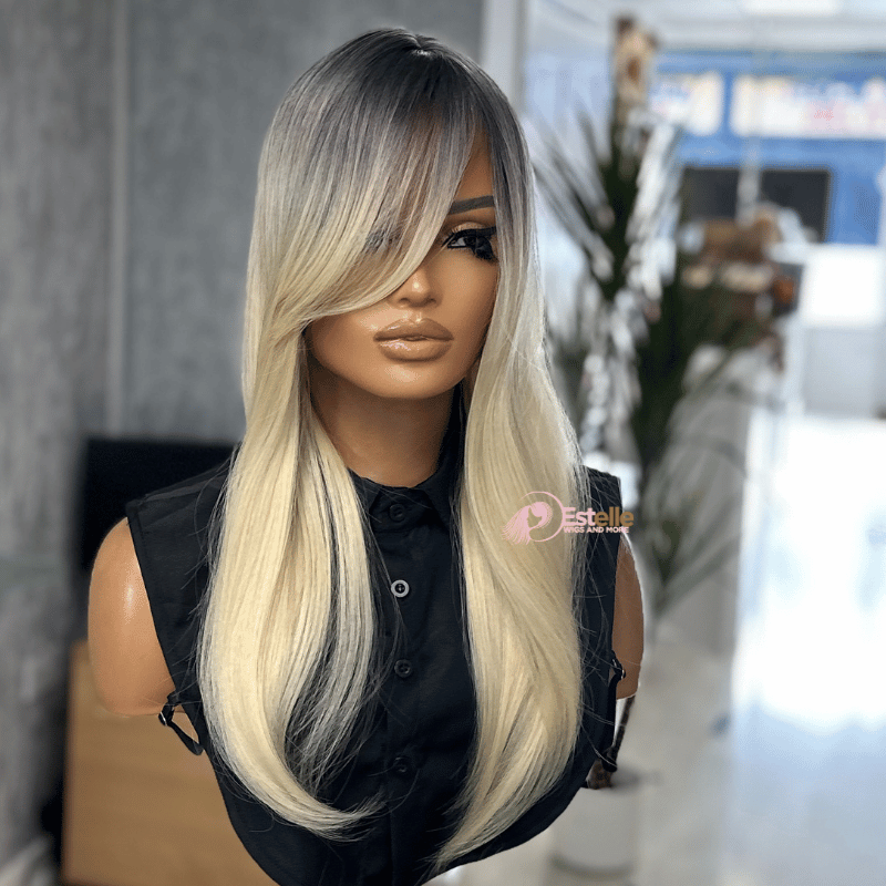 18” Straight Hair Topper with Soft Fringe – Faux Scalp Base 6.5x6.5 Natural Volume Crown Topper with Combs - estellewigsandmore.co.uk