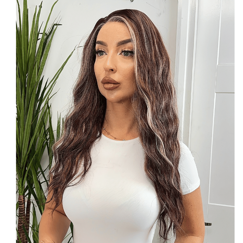 Toria-Wavy  Warm Mocha Synthetic Lace Front Wig