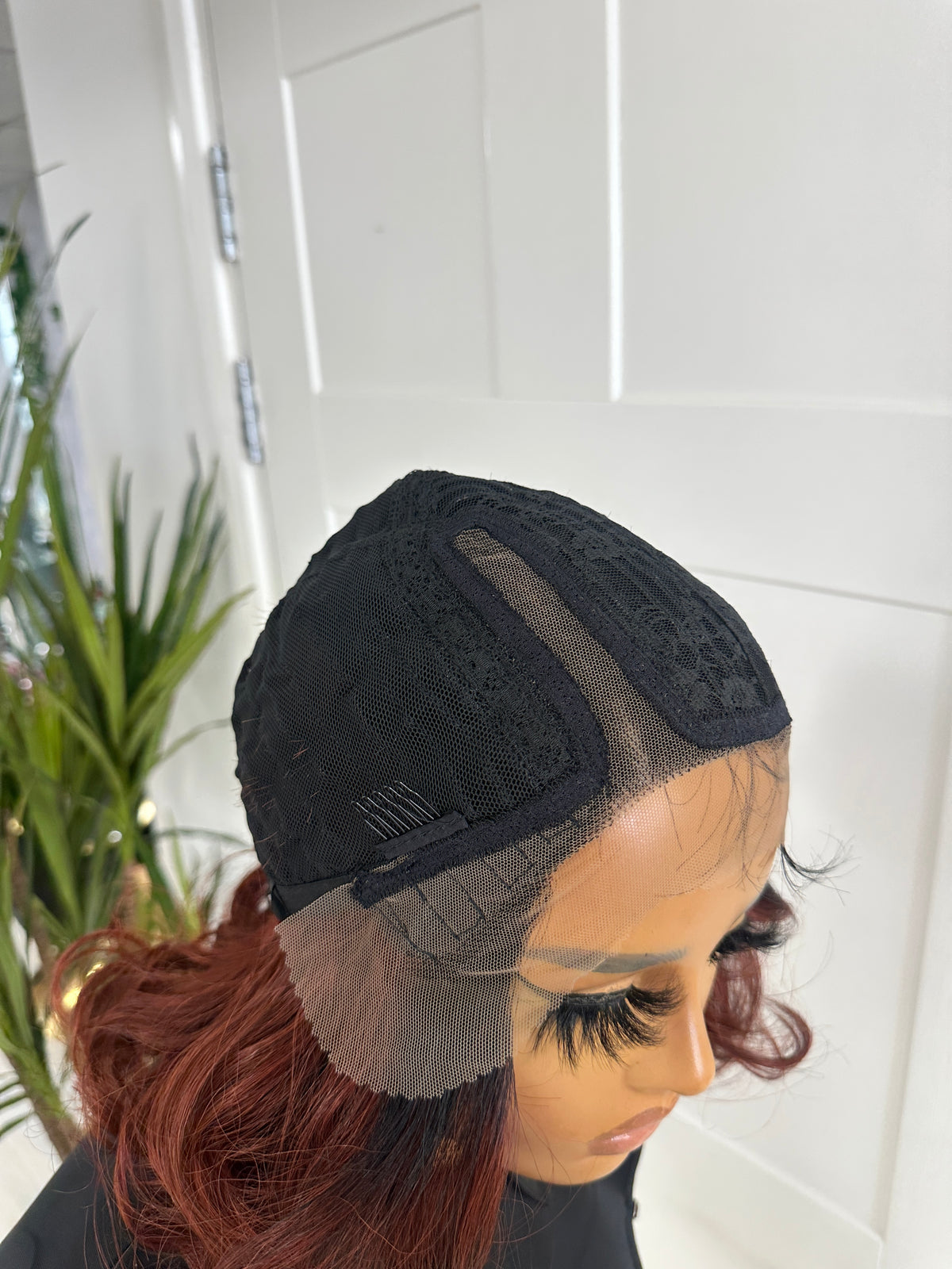 Black/ Red Long Layered Synthetic  Lace Front Wig -EWD 24 - estellewigsandmore.co.uk