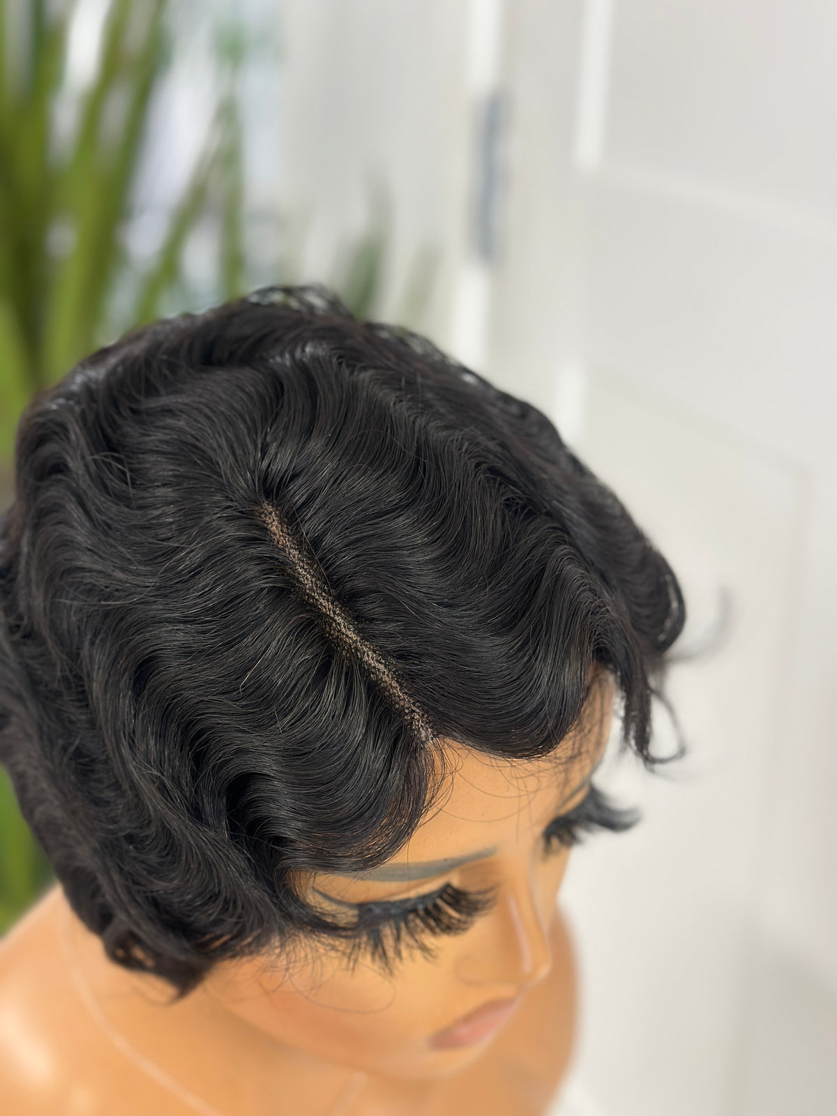 Finger Wave Pixie Wig | Premium Human Hair Mix | 4” Lace Part -Milan