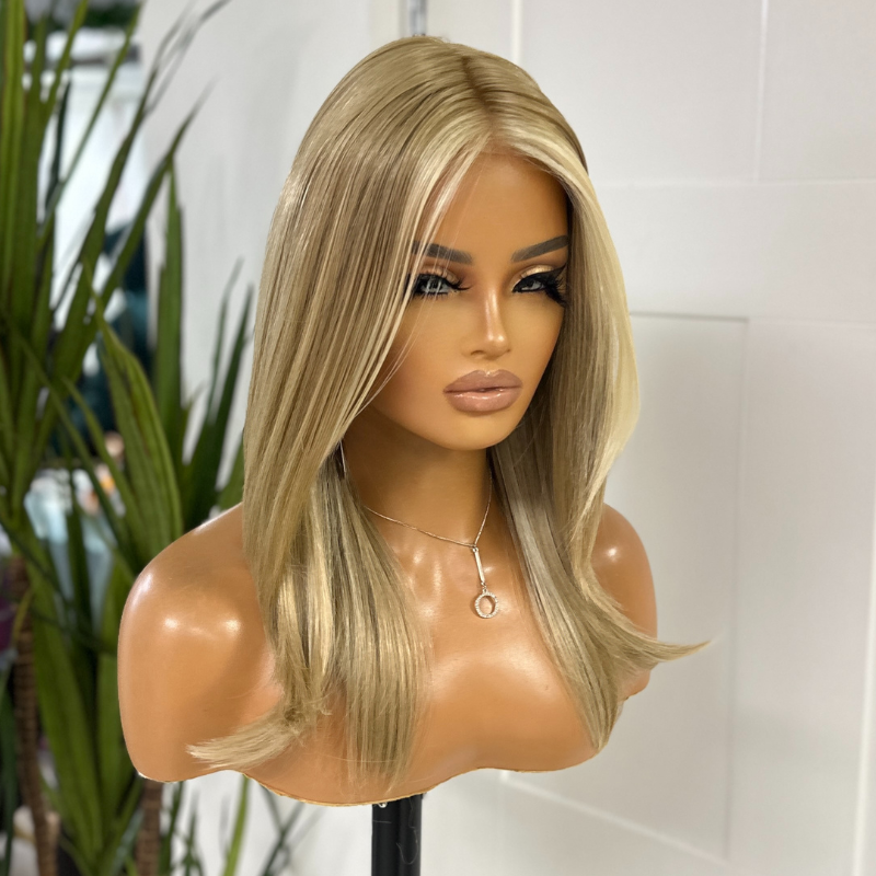 12” Monofilament Blonde Wig –  Natural Parting, Heat Safe-Gina
