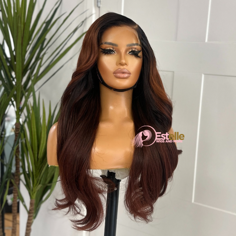 Long Rooted Deep Copper Human Hair Lace Closure   Wig-SCARLET