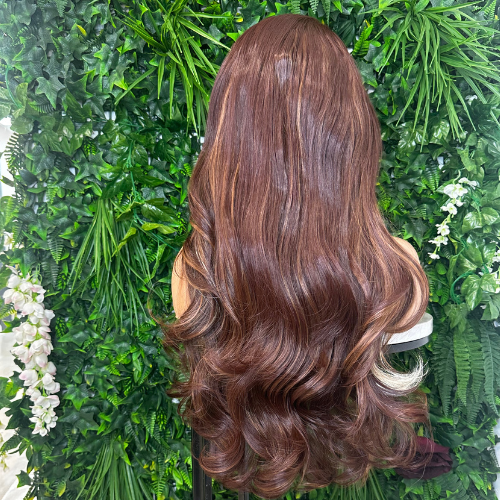 Chestnut Brown with Blonde Face Frame | 22” Lace Front Wig-EWD12 - estellewigsandmore.co.uk