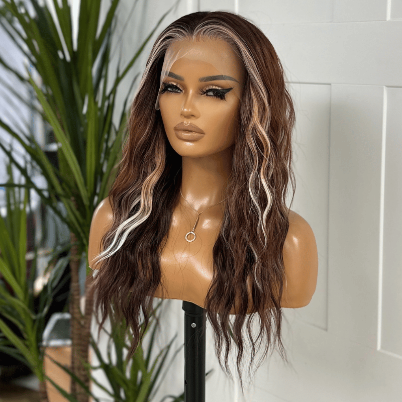 Chocolate Melt Balayage Waves Syntheetic  Lace Front | Scandinavian Hairline-Ivy