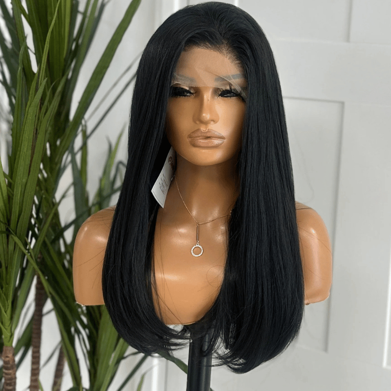 EWD 16-Jet Black Straight  Lace Front Synthetic Wig - estellewigsandmore.co.uk