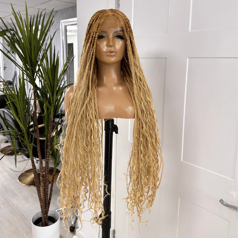 EWD 155-Long Honey Blonde Boho Braided Lace Wig
